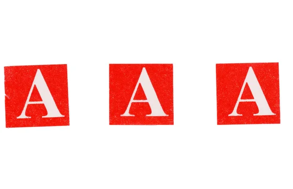 Aaa Σειρά Από Τρία Γράμματα Πάνω Από Λευκό Φόντο — Φωτογραφία Αρχείου