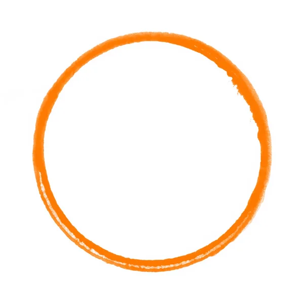 Handgjord Cirkel Målad Med Orange Färg Brsuh Vit Bakgrund — Stockfoto