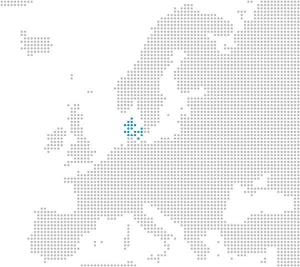 Dinamarca Mapa Europa Com Pontos Cinzentos Azuis — Fotografia de Stock