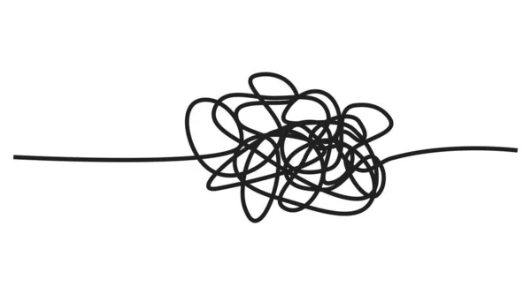 Ізольована Чорна Мотузка Вузлами Концепція Плутанини — стокове фото