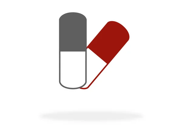 Két Szürke Piros Pirula Ikonok Szimbólum Orvostudomány Gyógyszerészet Egészség Vagy — Stock Fotó