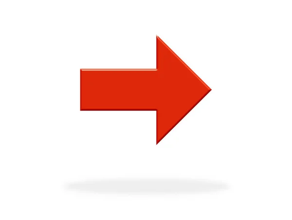 Red Arrow Icon Showing Right Symbol Direction Pointer Next Forward — Stock Photo, Image