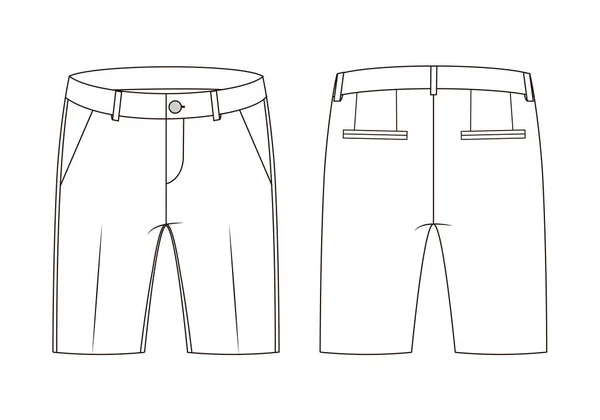 短裤的矢量插图 服装的正面和背面视图 — 图库照片
