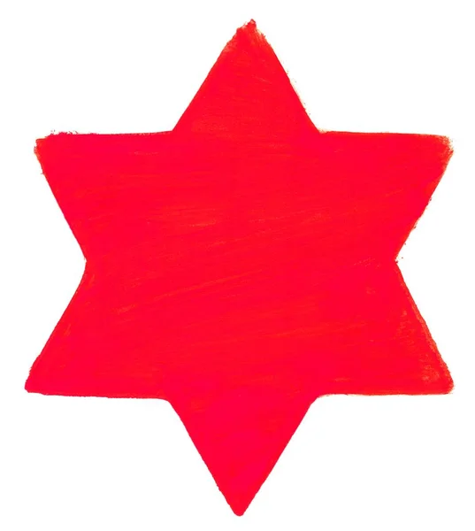 Χέρι Βαμμένο Κόκκινο Αστέρι Λευκό Φόντο — Φωτογραφία Αρχείου