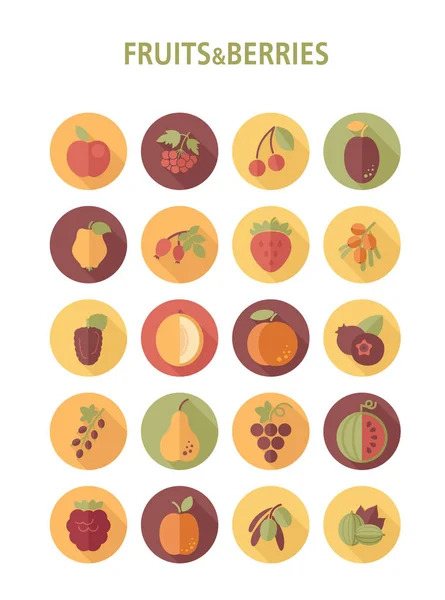 Zestaw Ikon Owoców Jagód Ilustracja Wektorowa Dla Aplikacji Spożywczych Stron — Zdjęcie stockowe