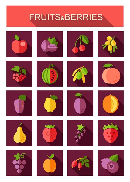 Set Fruits Berries Icons Set Vector Illustration Food Apps Websites — Stock Photo, Image