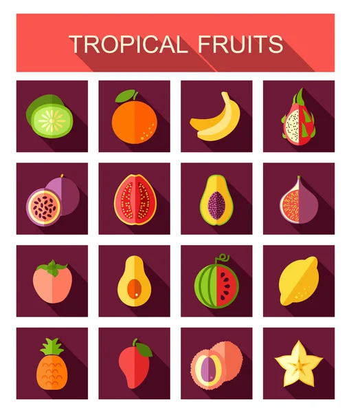 Тропические Фруктовые Иконы Векторная Иллюстрация Пищевых Приложений Веб Сайтов — стоковое фото