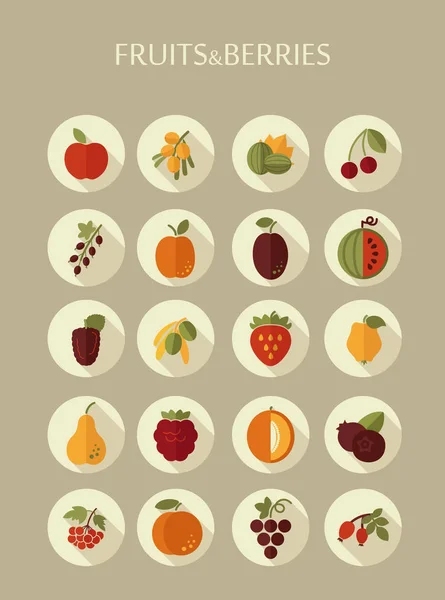 Set Iconos Frutas Bayas Ilustración Vectorial Para Aplicaciones Sitios Web — Foto de Stock