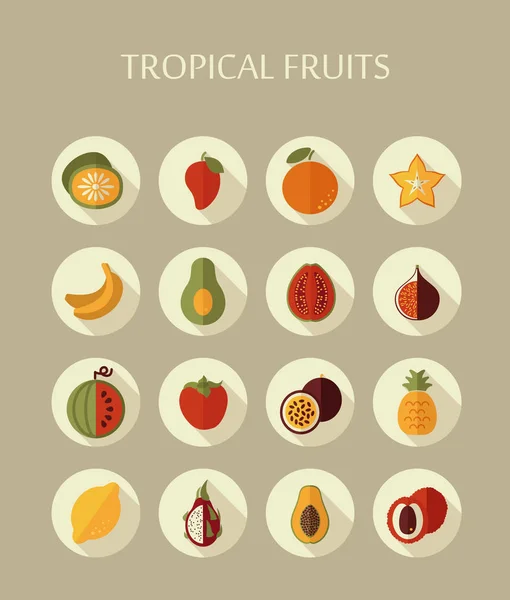 Conjunto Ícones Frutas Tropicais Ilustração Vetorial Para Aplicativos Sites Alimentos — Fotografia de Stock