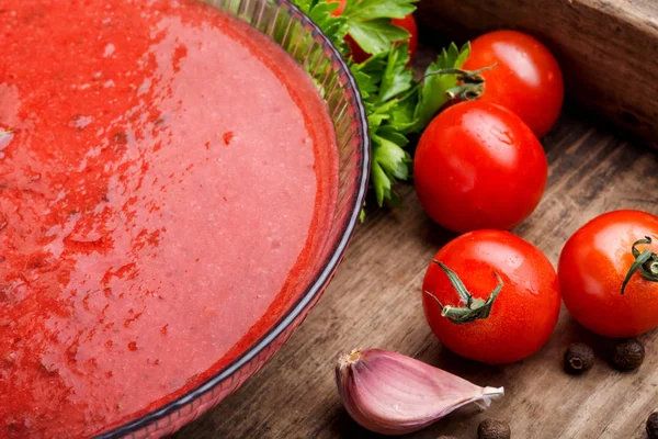 Sopa Verduras Fría Española Gazpacho Dish Cocina Española — Foto de Stock