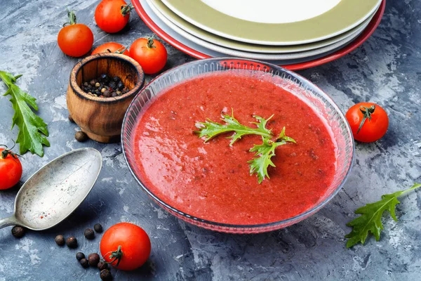 Spanische Kalte Gemüsesuppe Gazpacho Dish Der Spanischen Küche — Stockfoto