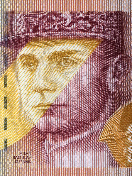 Milan Rastislav Stefanik Retrato Dinheiro Eslovaco — Fotografia de Stock