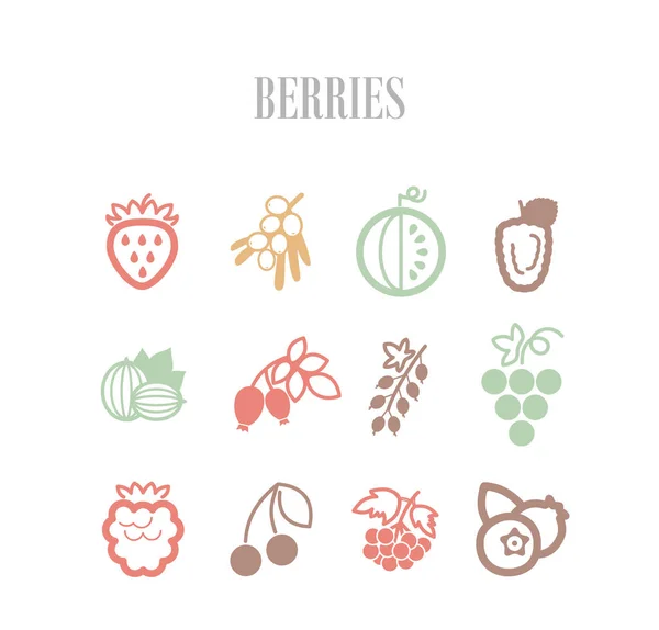 Fresh Berries icons set. Vector illustration for food apps and websites