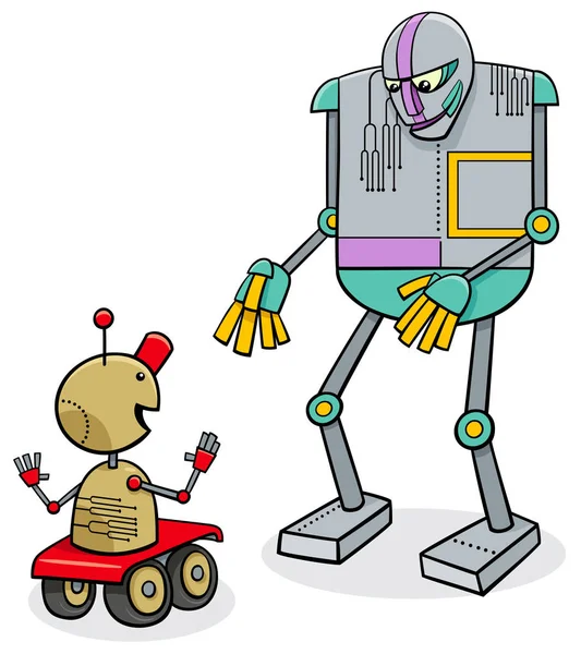 Cartoon Illustration Funny Talking Robots Fantasy Characters — Stock Photo, Image