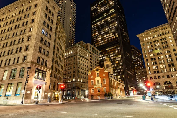 Boston Old State House Com Horizonte Construção Boston Boston Downtown — Fotografia de Stock