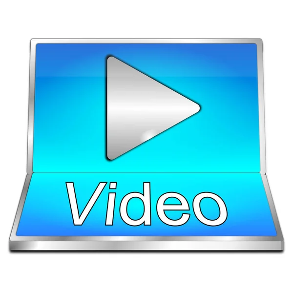 Blu Lucido Guarda Video Button Illustrazione — Foto Stock