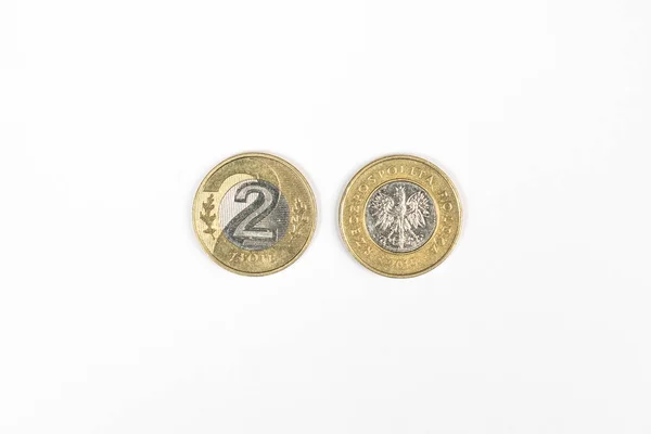 波兰兹罗提的正面和背面硬币 — 图库照片