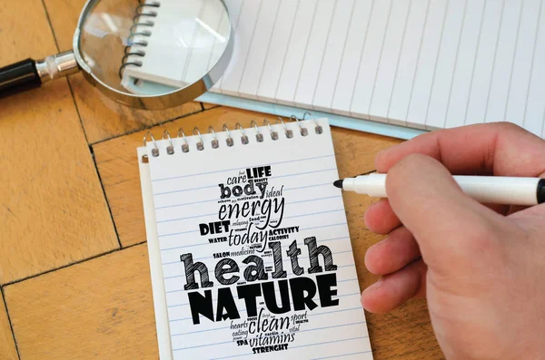 Health Word Cloud Collage Notepad Background — Stock Photo, Image