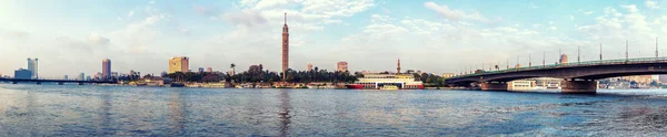 Uitzicht Cairo Toren Vanaf Nijl Morgens Panorama — Stockfoto