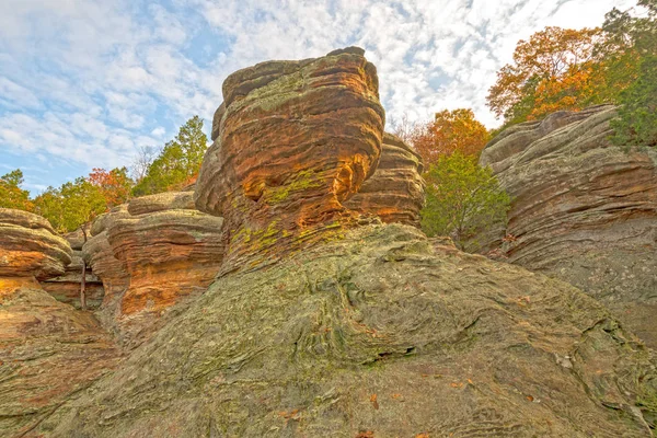 Dramatyczne Formacje Skalne Jesiennym Świetle Ogrodzie Bogów Lesie Narodowym Shawnee — Zdjęcie stockowe