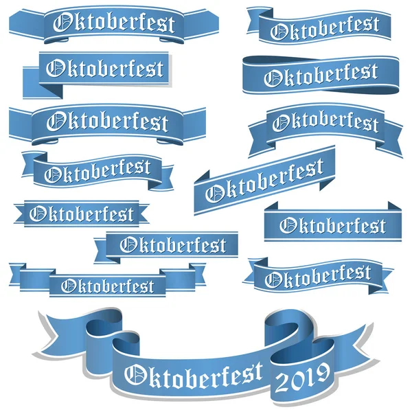 Grande Collezione Banner Colorati Blu Isolati Sfondo Bianco Oktoberfest Tedesco — Foto Stock