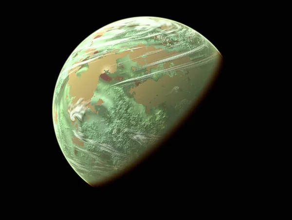 Planet Űrben Atmoszférával Szárazföldi Tömegek Renderelés — Stock Fotó
