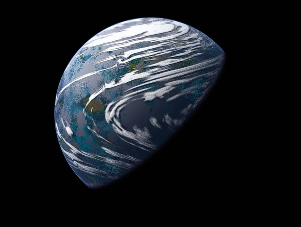 Planeta Espacio Con Atmósfera Masas Tierra Representación —  Fotos de Stock