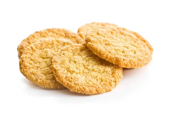 Galletas Crujientes Avena Aisladas Sobre Fondo Blanco —  Fotos de Stock