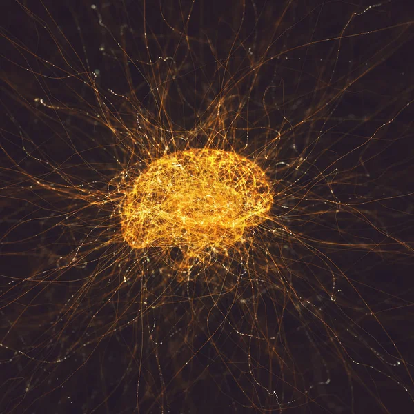 Ілюстрація Людський Мозок Концепції Нейронних Язків Електричних Імпульсів — стокове фото