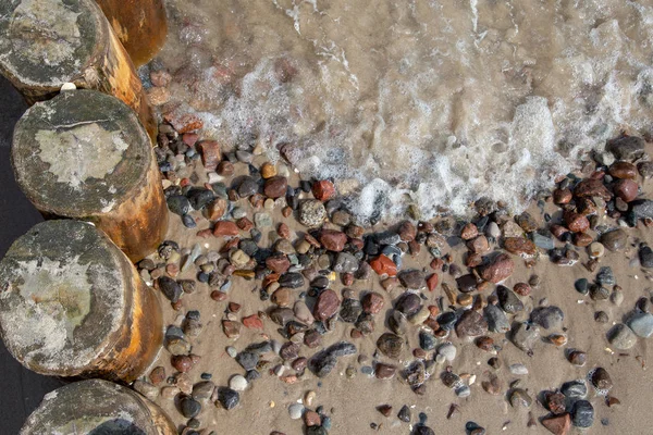 Buhnen Con Piedras Lavadas Playa Del Mar Báltico Balneario Zempin — Foto de Stock