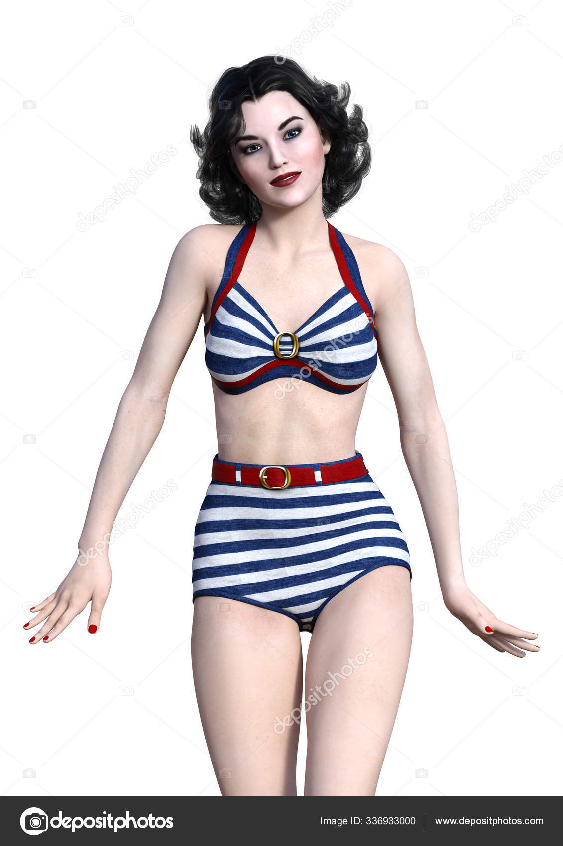 Representacion Una Chica Pinup Vintage Aislada Sobre Fondo Blanco Foto de stock 336933000 PantherMediaSeller