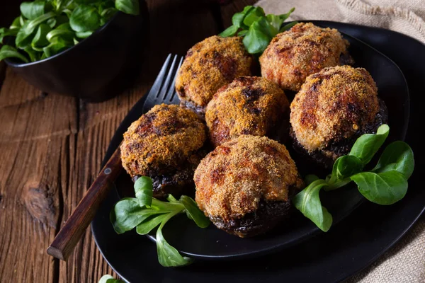 Stuffed Minced Meat Baked Champignons — Stock Photo, Image