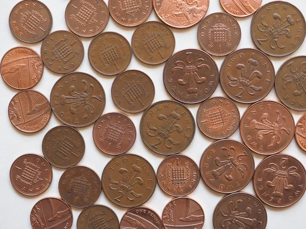 Monete Penny Due Penny Sterline Gbp Valuta Del Regno Unito — Foto Stock