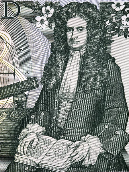Isaac Newton Retrato Dinheiro Inglês Velho — Fotografia de Stock