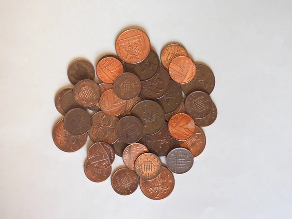 One Penny Two Pence Pound Coins Money Gbp Currency United — Stock Photo, Image