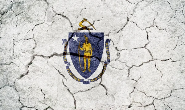 Bandiera Del Commonwealth Del Massachusetts Fondo Terra Asciutta Texture — Foto Stock