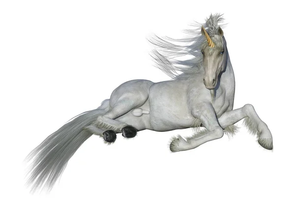 Rendering Unicorno Bianco Fantasia Isolato Sfondo Bianco — Foto Stock