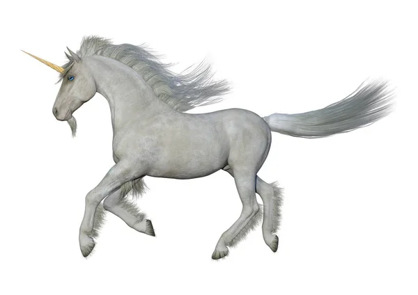 Rendering Unicorno Bianco Fantasia Isolato Sfondo Bianco — Foto Stock