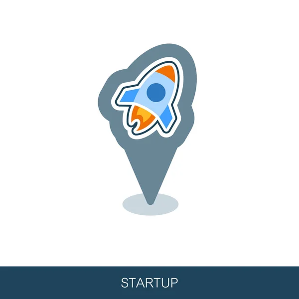 Start Pin Map Icon Startup Business Rocket Sign Map Pointer — Stock Photo, Image