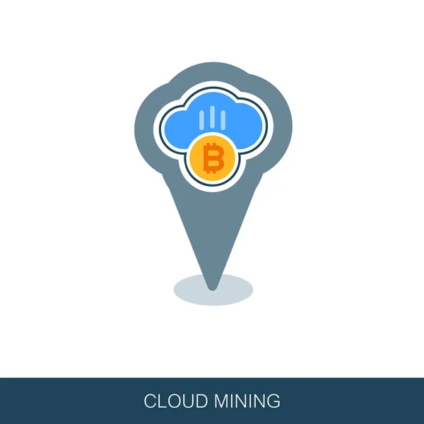 Criptomoeda Ícone Mapa Pino Mineração Nuvem Ponteiro Mapa Marcadores Mapa — Fotografia de Stock
