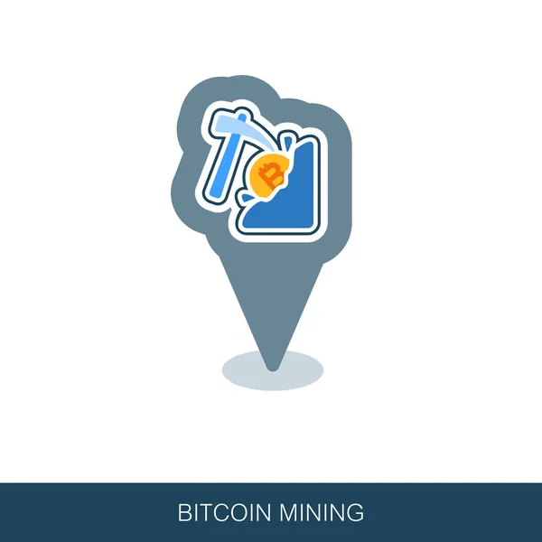 Mining Bitcoin Pin Map Symbol Kartenzeiger Kartenmarkierungen Vektor Design Der — Stockfoto