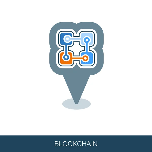 Blockchain Vektor Pinmap Symbol Kartenzeiger Kartenmarkierungen Vektor Design Der Blockchain — Stockfoto