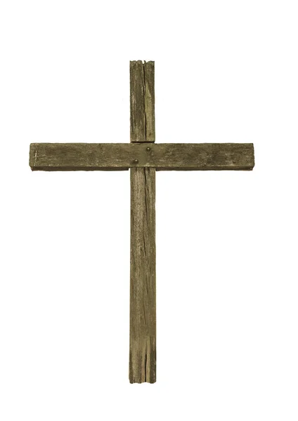 Деревянный Христианский Крест Белом Фоне — стоковое фото