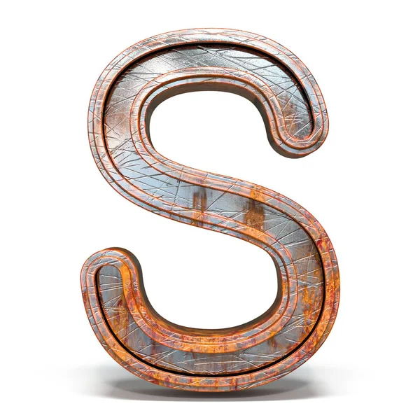 Rusty Metal Font Letter Render Illustration Isolated White Background — Stock Photo, Image