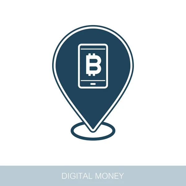 Mobile Bitcoin Business App Pin Map Symbol Kartenzeiger Kartenmarkierungen Vektor — Stockfoto