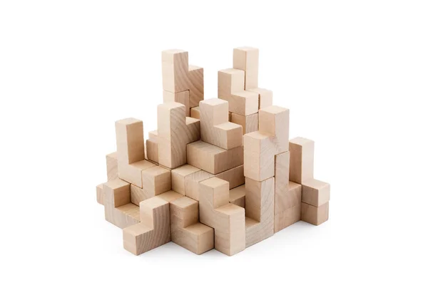 Wooden Blocks Isolated White Background Clipping Path — Stock Photo, Image