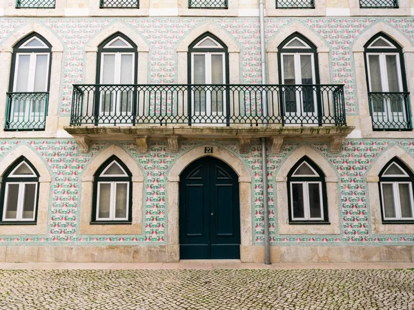 Muralha Antigo Palácio Coberto Azulejo Ornamento Típico Arquitectura Portuguesa Lisbona — Fotografia de Stock