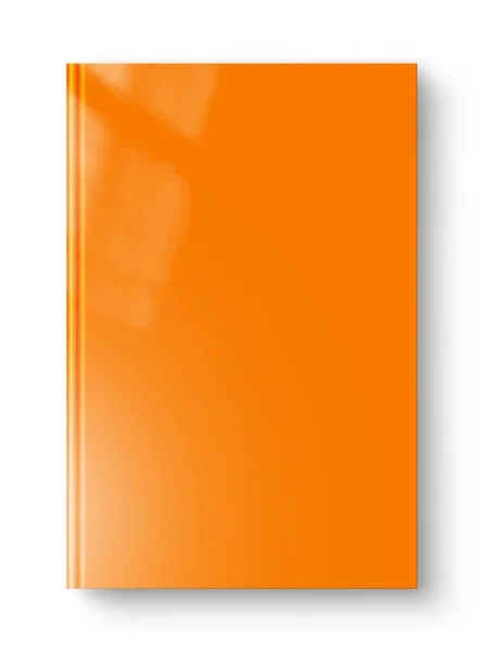 Закрытая Оранжевая Пустая Книга Макет Изолированный Белом — стоковое фото