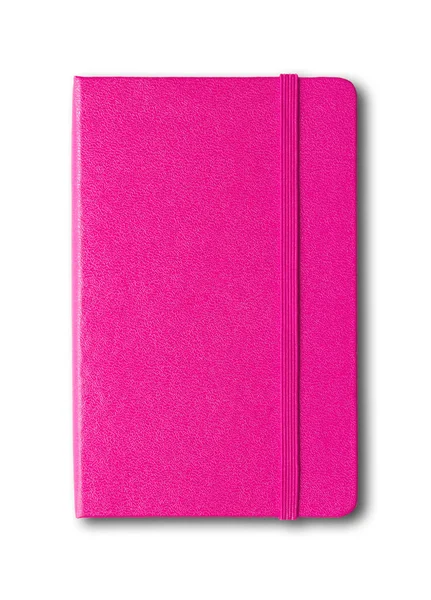 Magenta Roze Gesloten Notebook Model Geïsoleerd Wit — Stockfoto