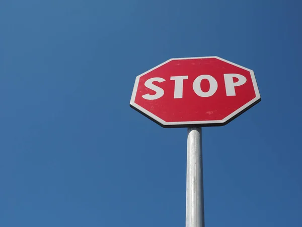 Warning Signs Stop Traffic Sign Blue Sky Stock Image
